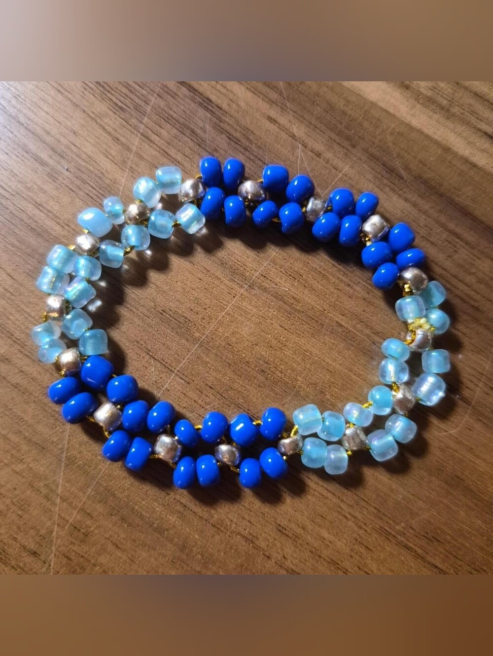 Handmade Y2K Blue & Gold Women's Bracelet